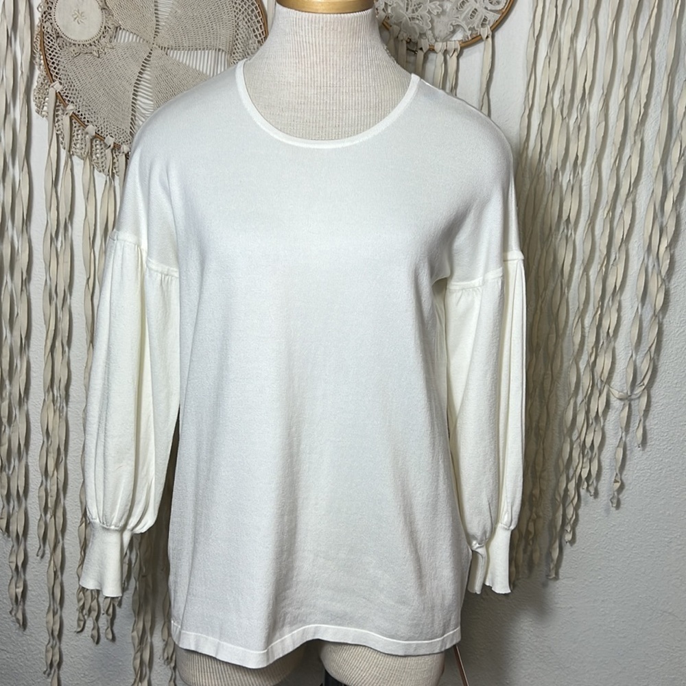 J. McLaughlin Ivory Cotton Sweater Size Small
